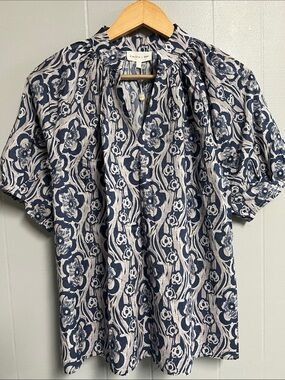 NWT Entro Abstract Floral Blouse Top Shirt Large